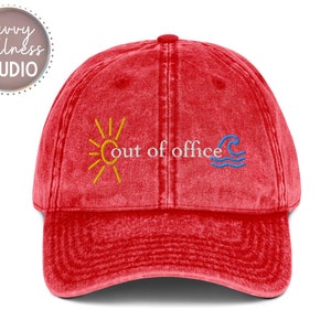 Out of Office Embroidered Baseball Cap, Vacation Hat, Island Time, Beach Hat