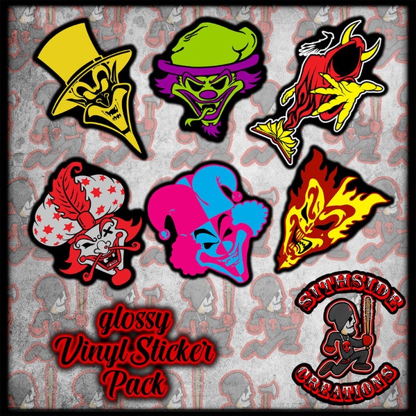 Insane clown posse - glossy Sticker Pack - Jokers Cards Faces