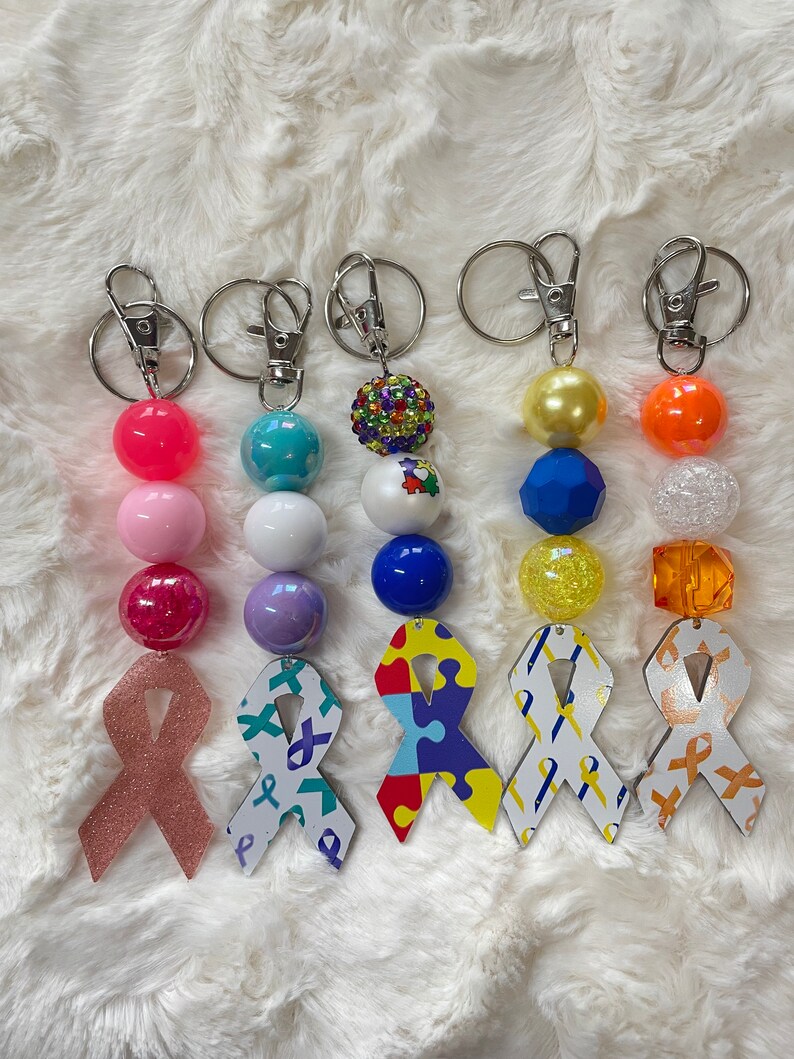 Down Syndrome Awareness Beaded Keychain, Bag Charm, Purse Charm ...