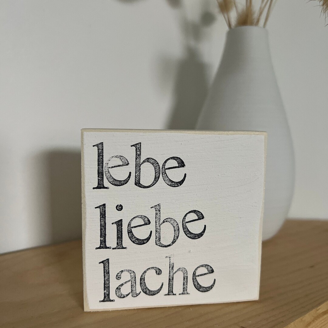 Deko Holzschild mit Spruch Lebe Liebe Lache individuelles Holzschild