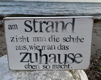 At Home on the Beach Wooden Sign 23 x 15 cm | Nautical Decor | Beachhouse70 | Wooden Beach Sign | Nautical Home Decor, Wall Decor with Beach Saying
