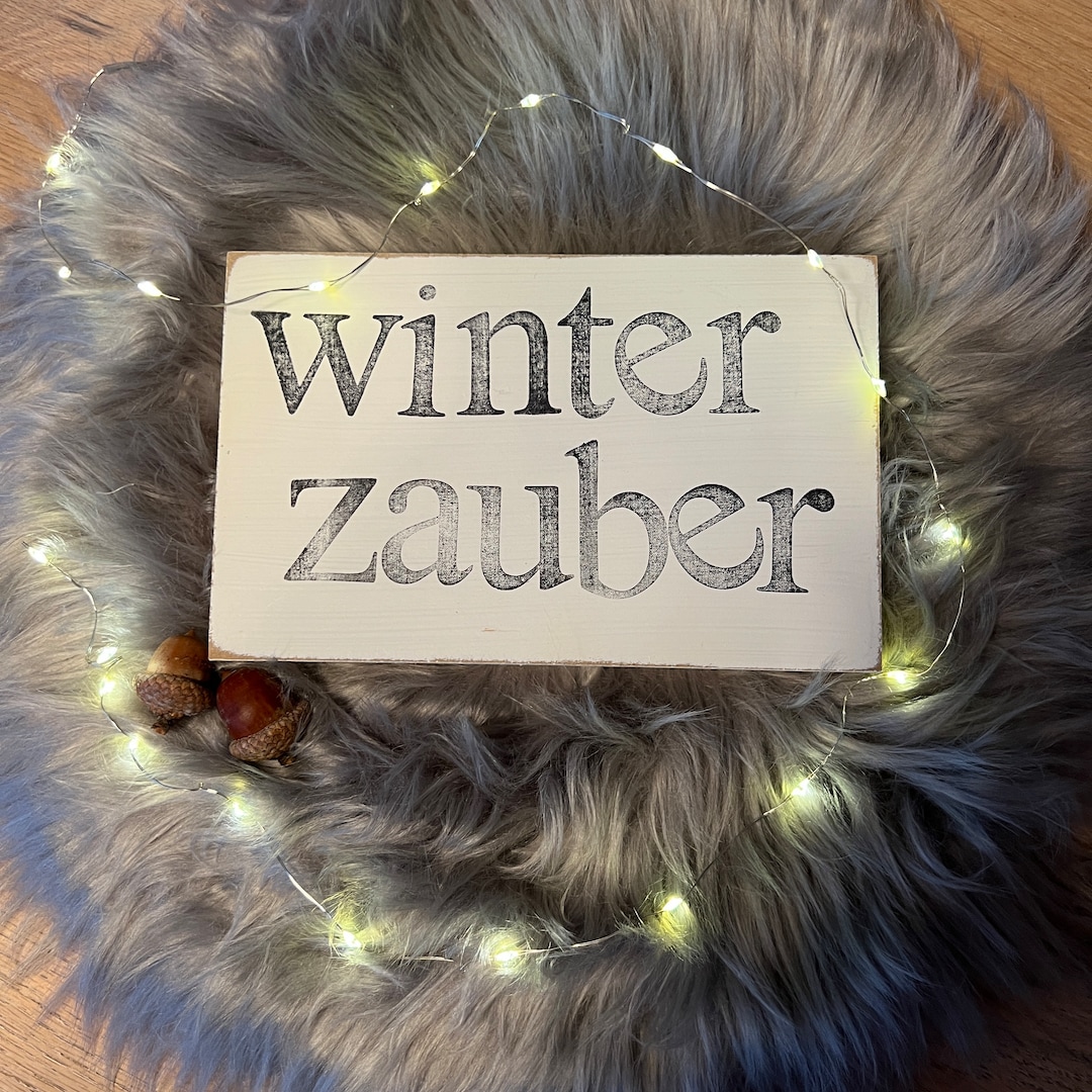Rustikale WeihnachtsdekoHolzschild mit SpruchWinterzauberWinterdeko