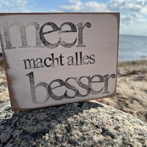 Wooden sign with saying - sea makes everything better - beautiful wall decoration idea - last minute gifts - maritime decoration