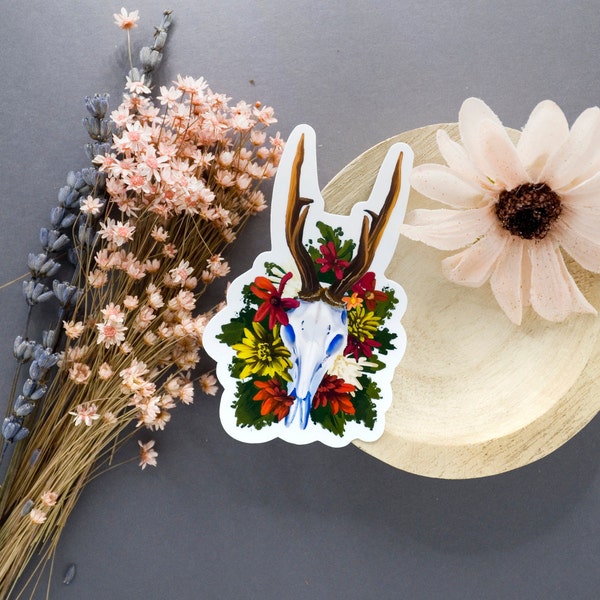 Skull Stickers | Flower Wreath Gothic Stickers | Scrapbook Goth Fashion Stickers | Modern Art Design