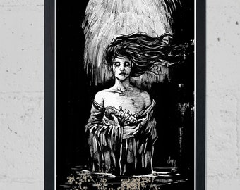 Tethered Poster | Gothic Occult Dark Art Print | Horror Illustration
