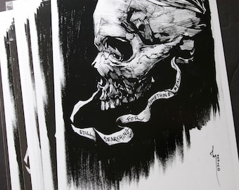 Still Waiting High Quality Print | 8.5x12" | Gothic Occult Dark Skull Art
