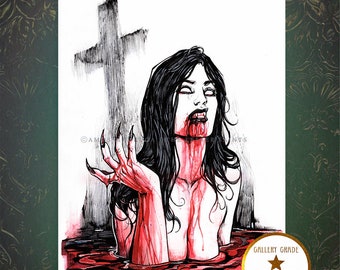 Shadow of Sin | Archival Print | Gothic Occult Dark Vampire Horror Art