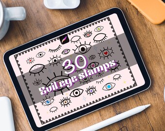 30 Evil Eye Procreate Pinsel | Tattoo Design Stempel (Digitaler Download)