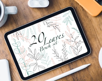 Blatt-Outline-Pinselset für Procreate | Botanische Kräuter (Digital Download)
