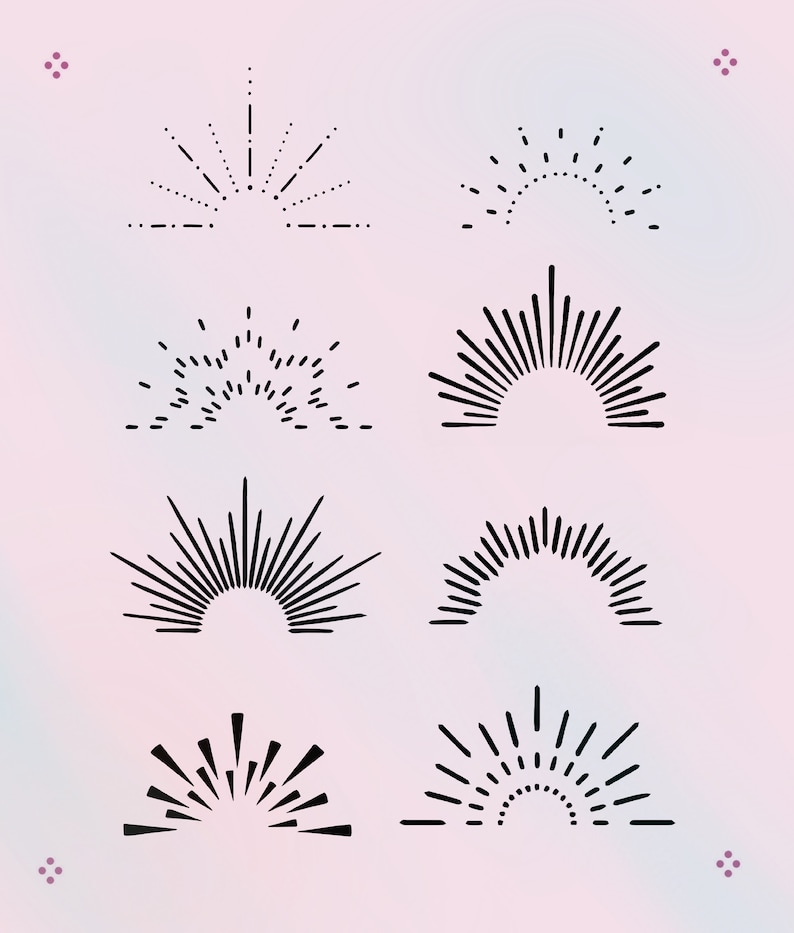 40 Sunburst-stämpelpenslar för Procreate | Dekorativ tatueringsdesign (digital nedladdning) bild 6