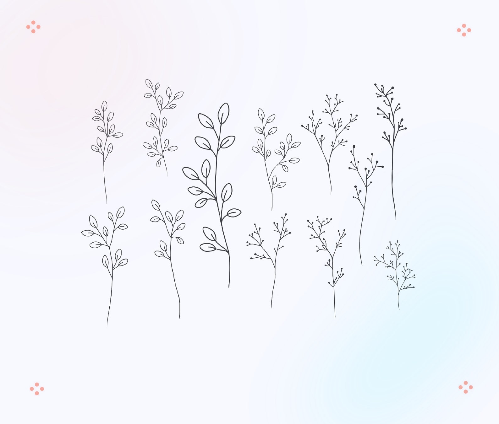Procreate Stamp Brush Set | 66 Botanical Plant & Leaf Brushes (digital ...
