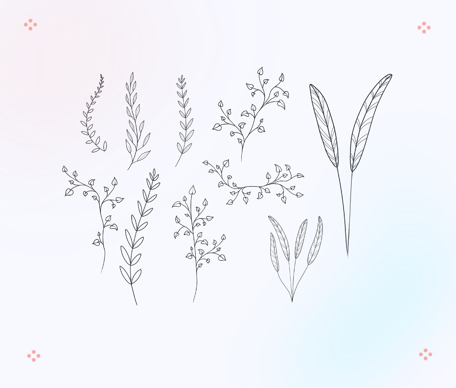 Procreate Stamp Brush Set | 66 Botanical Plant & Leaf Brushes (digital ...