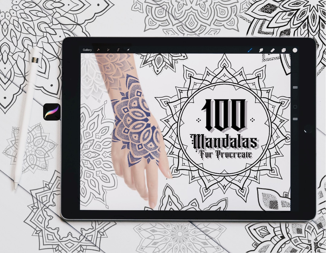 100 Mandala Procreate Brushes | Tattoo & Ornamental Designs (digital ...