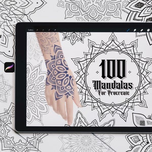 100 handmade MANDALA brushes perfect for TATTOO designs | ornamental designs | graphic decor | dotwork outline | PROCREATE brush pack
