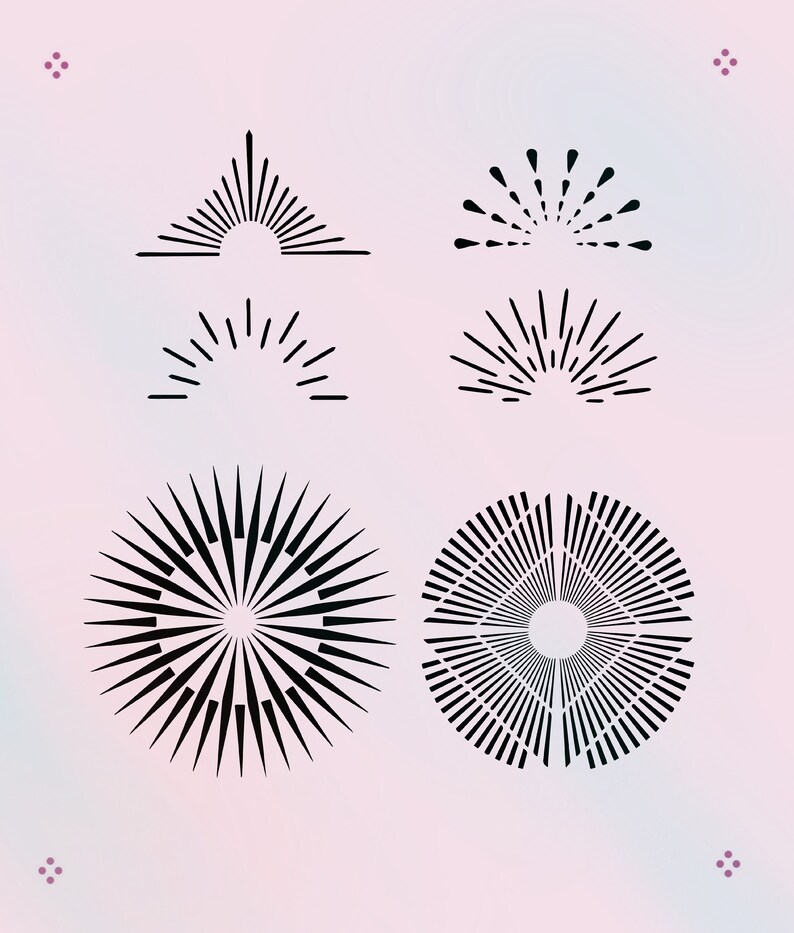 40 Sunburst-stämpelpenslar för Procreate | Dekorativ tatueringsdesign (digital nedladdning) bild 7