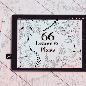 66 Plants and Leaves Stamp Brush set for PROCREATE | Herbs Brushes | Botanical Floral Pack Tattoo | Mega Bundle Hand drawn Branches for IPad