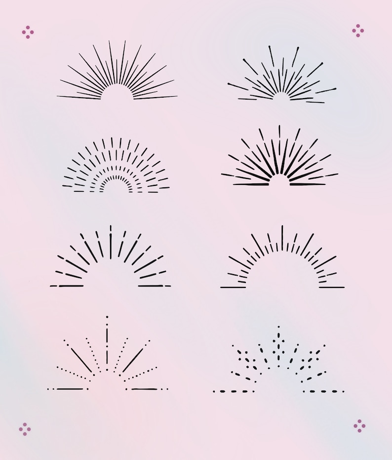 40 Sunburst-stämpelpenslar för Procreate | Dekorativ tatueringsdesign (digital nedladdning) bild 5