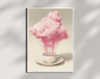 Pastell Kaffeewolke Poster: Stimmungsvolles Barista Dekor (Digitaler Download)
