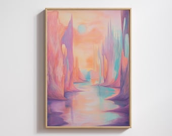 Abstrakte Landschaft in Pastellfarben: Verträumtes Wohndekor (Digitaler Download)