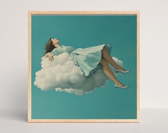 Verträumte Wolken Bild: Frau am Himmel - Verträumter digitaler Download