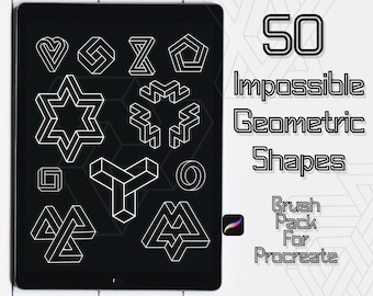 50 unmögliche geometrische Formen | Procreate Brush Pack (Digitaler Download)