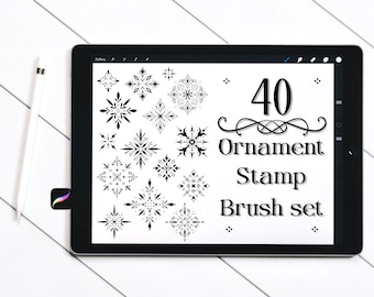 40 dekorativa stämpelpenslar för Procreate | Dekorativa utsmyckningar (digital nedladdning)