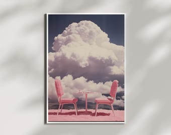 Nebliger Pfad Digital Art Print: Surreale rosa Traumlandschaft (Instant Download