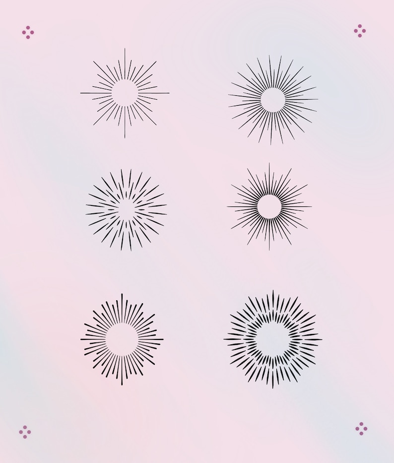 40 Sunburst-stämpelpenslar för Procreate | Dekorativ tatueringsdesign (digital nedladdning) bild 2