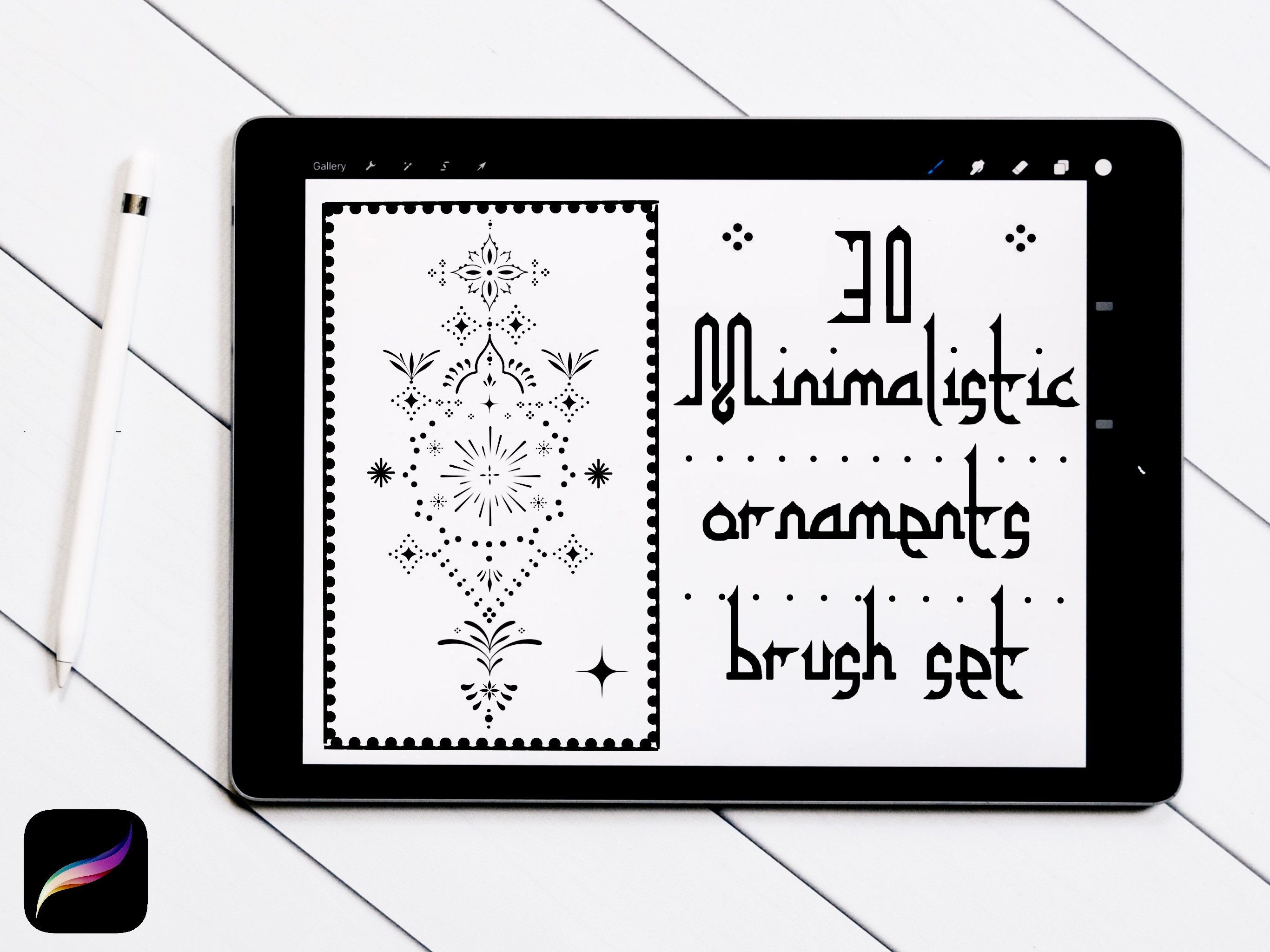 Minimalist Ornament Brush Set for Procreate | Tattoo Linework (digital ...