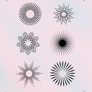 40 Sunburst-stämpelpenslar för Procreate | Dekorativ tatueringsdesign (digital nedladdning) bild 4