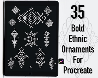 35 mutige ethnische Ornamente für Procreate | Tattoo Design Brush Pack (Digitaler Download)