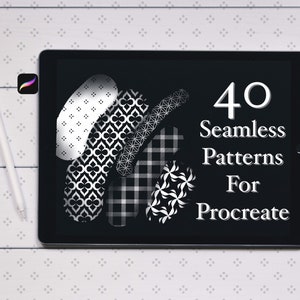 40 Seamless Graphic and Mosaic tile PATTERN brush set for Procreate