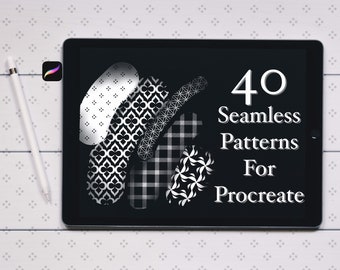 40 nahtlose Grafik- und Mosaikfliesen PATTERN-Pinselset für Procreate