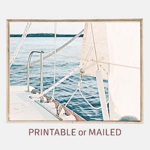 Sailboat Yacht Photo Printable or Mailed Wall Art Sailing Ocean Print Boat Nautical Poster Yachting Wall Decor Sail Coastal Ocean Print