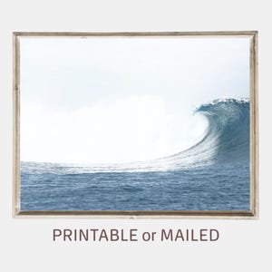 Big Wave Ocean Photo Printable or Mailed, Large Blue Wave Surf Print, Surfing Minimalist Print, Ocean Coastal Wall Decor, Gift for Surfer