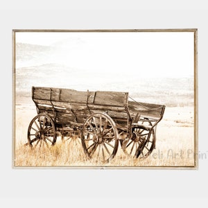 Old Wagon Rustic Printable Wall Art Wood Wagon Country Photo Farmhouse Neutral Print Western Wall Decor Farm Wagon Rural Bronze Gold Print