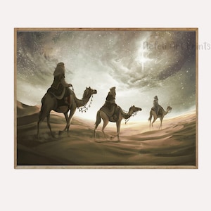 Drei weise Weihnachten druckbare Wandkunst drei Könige und Stern-Druck Krippen-Druck Weihnachten Muted Wandkunst religiöse christliche Kunst
