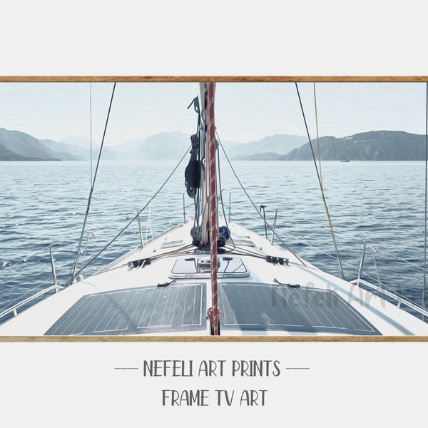 Samsung Frame Tv Art Sailing Nautical Tv Art Sailboat Coastal Instant Download Art Yacht in Blue Sea Digital Art for Tv Frame Yachting Photo