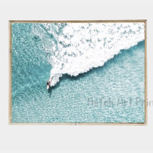 Antenne Surfer Foto druckbare Wand-Dekor Ozean surfen Druck Surf Fotografie Surfer Poster Luftbild blau Ozean Küsten Strand Wandkunst