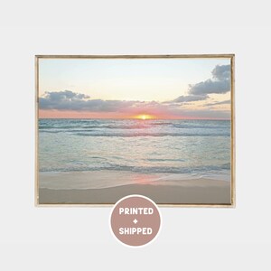 Pastellfoto „Ozean-Sonnenuntergang“ (Versand inklusive) | Pastellfarbener Strand-Sonnenuntergangsdruck | Poster „Sonnenaufgang am Meer“ | Meereslandschaft | Küstenwanddeko | Wellenmuster
