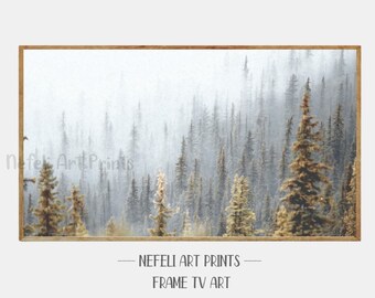 Samsung Frame Tv Art Misty Forest Vintage Instant Download Tv Art Foggy Pine Forest Muted Digital Art for Frame Tv Foggy Mountain Wallpaper
