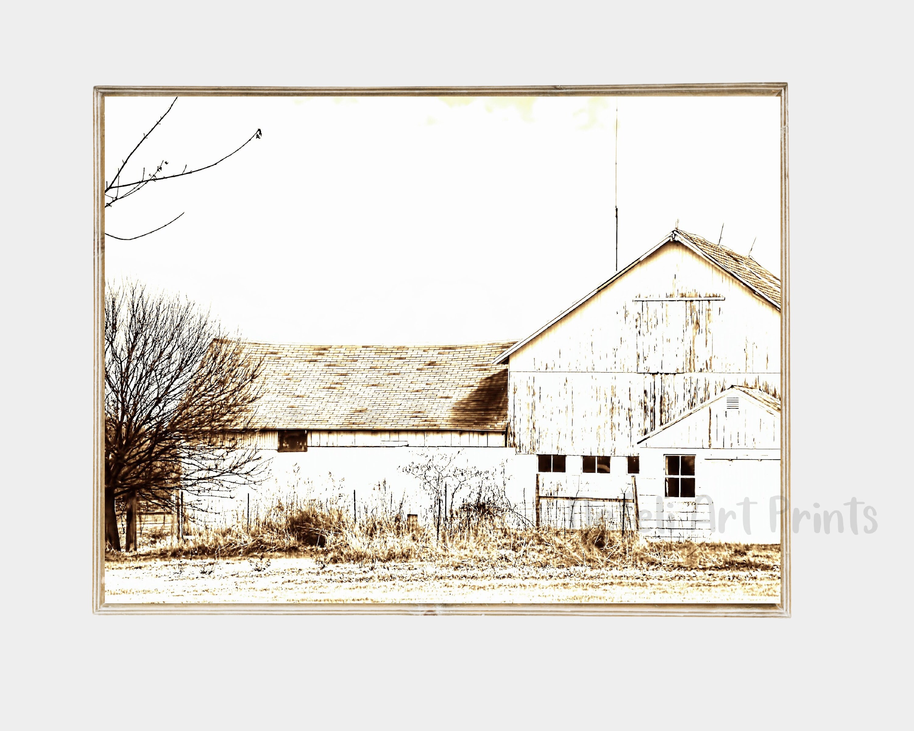 Set of 2 Old Barn Farmhouse Printable Wall Art, White Barn Rustic Home ...
