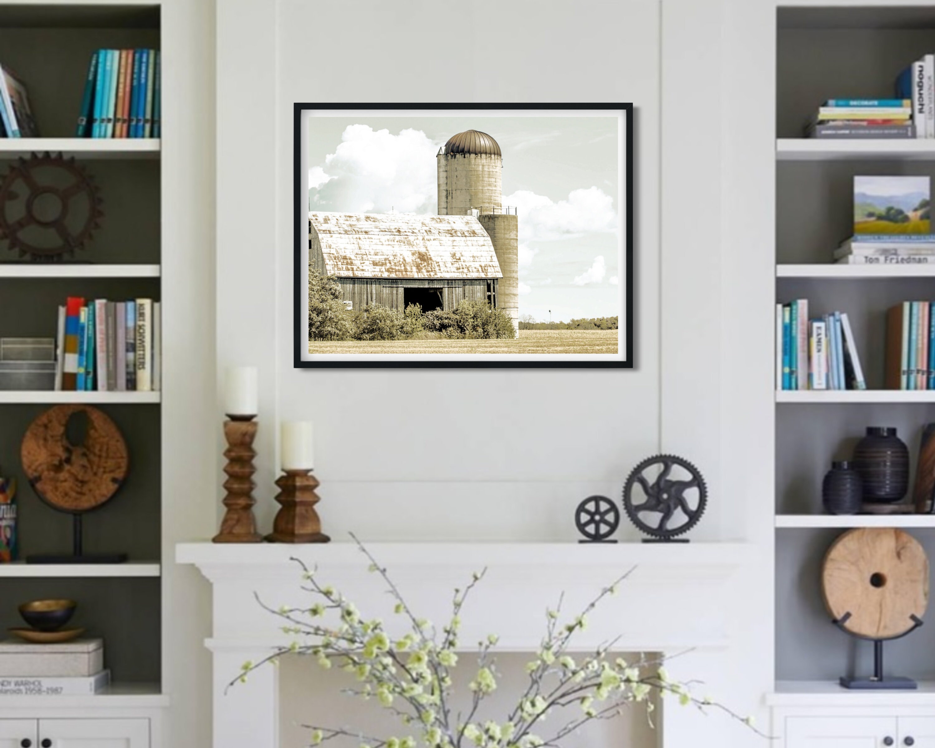 Farmhouse Barn Neutral Printable Wall Art Old White Barn - Etsy