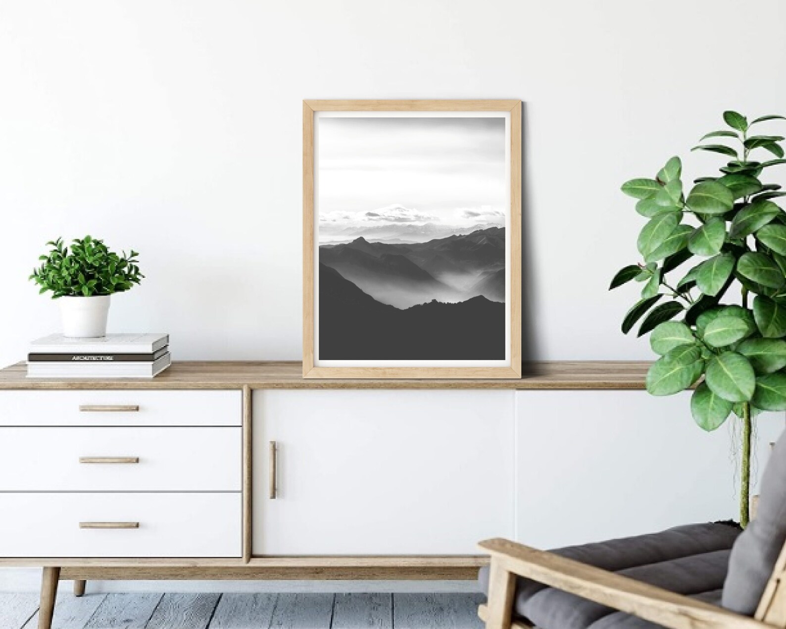 Mountain Black and White Landscape Printable Wall Art - Etsy