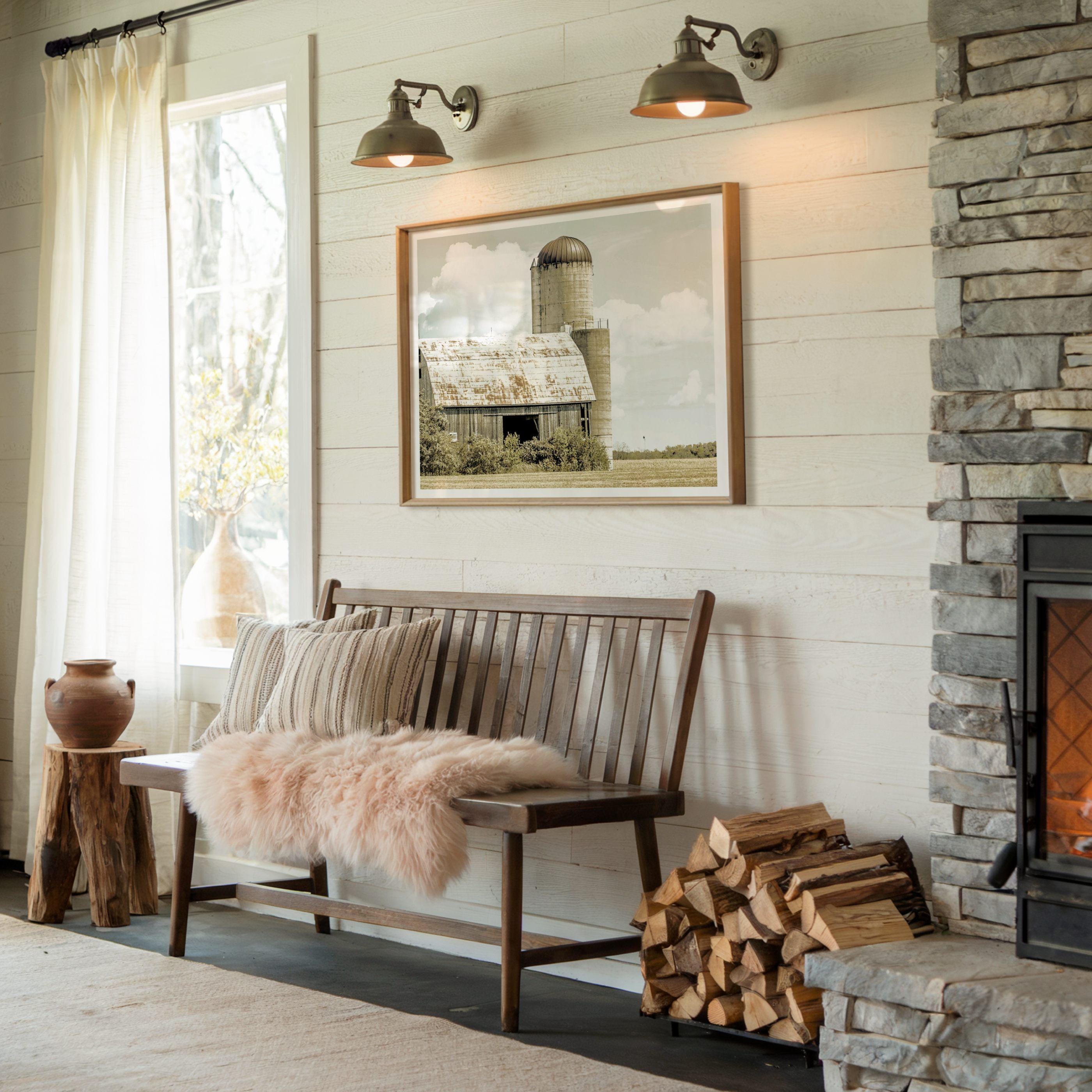Farmhouse Barn Neutral Printable Wall Art Old White Barn Country Photo ...