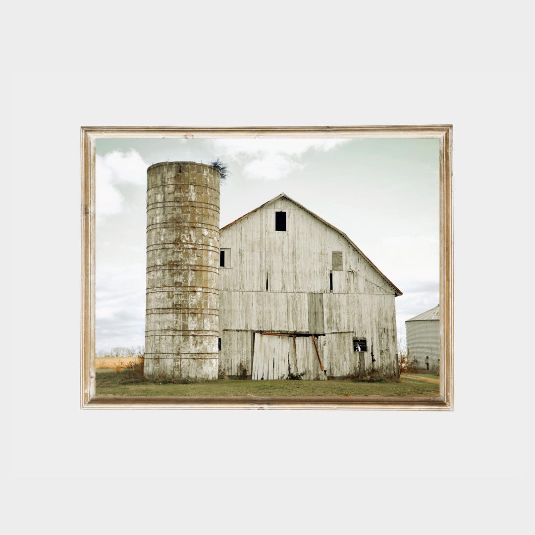 Old Barn Neutral Wall Art Printable, Farmhouse Country Print, White ...