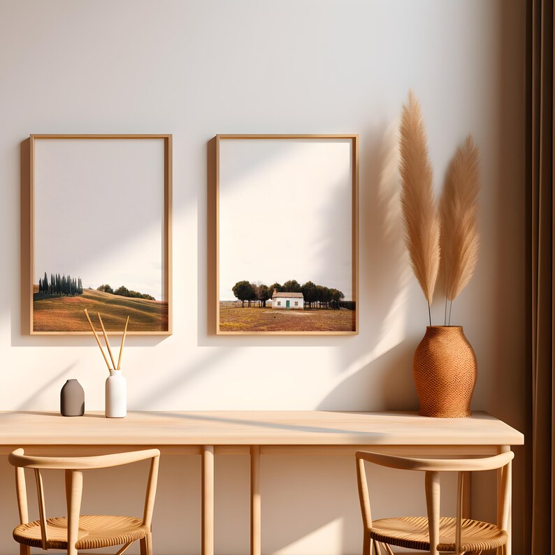 Rustic Large Print Rustic Barn Print Set of 2, Farmhouse Wall Art, Country Landscape Earth ...