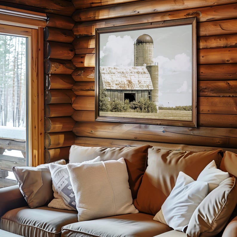 Farmhouse Barn Neutral Printable Wall Art Old White Barn Country Photo ...