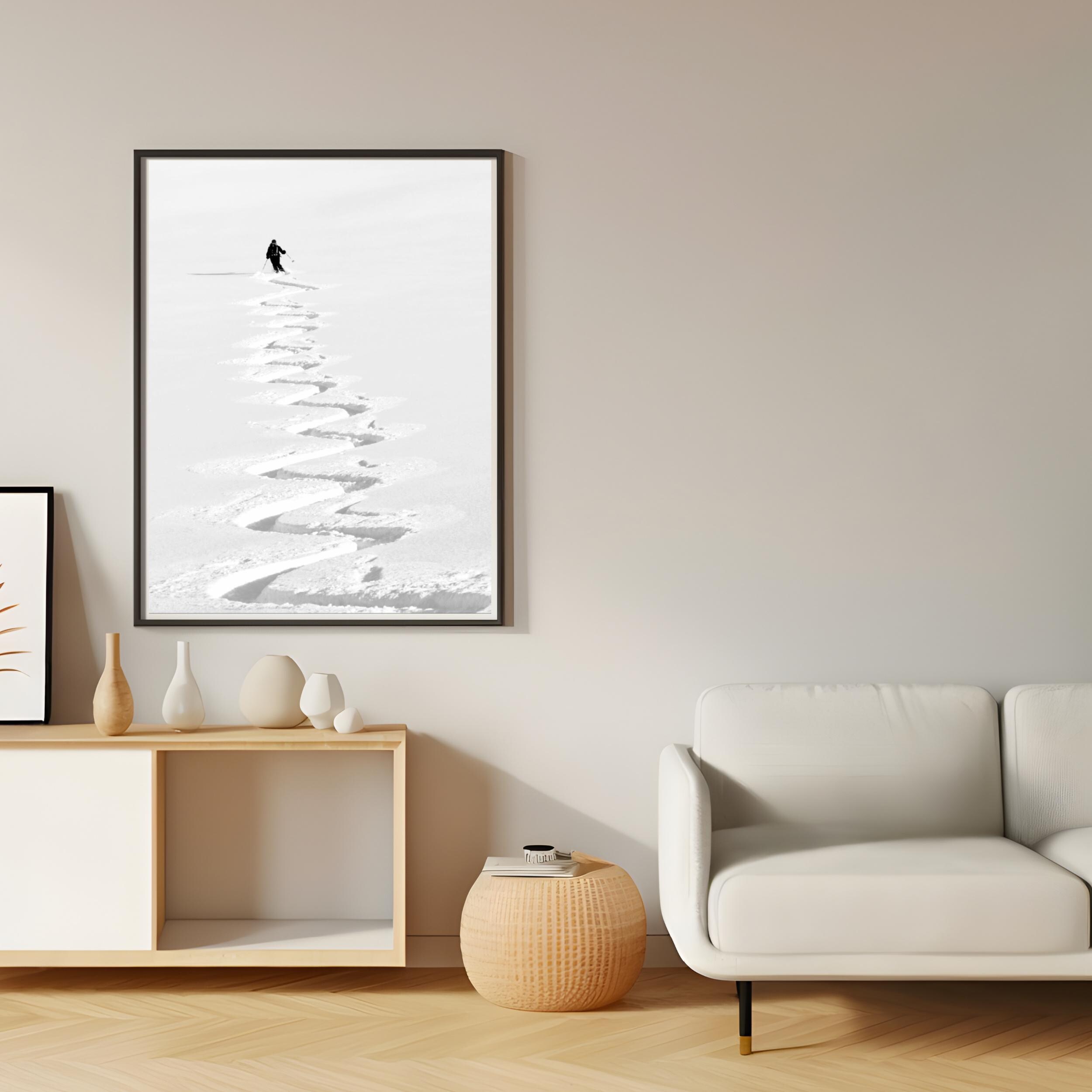 Skier Black and White Winter Printable Wall Art Skiing Nordic ...