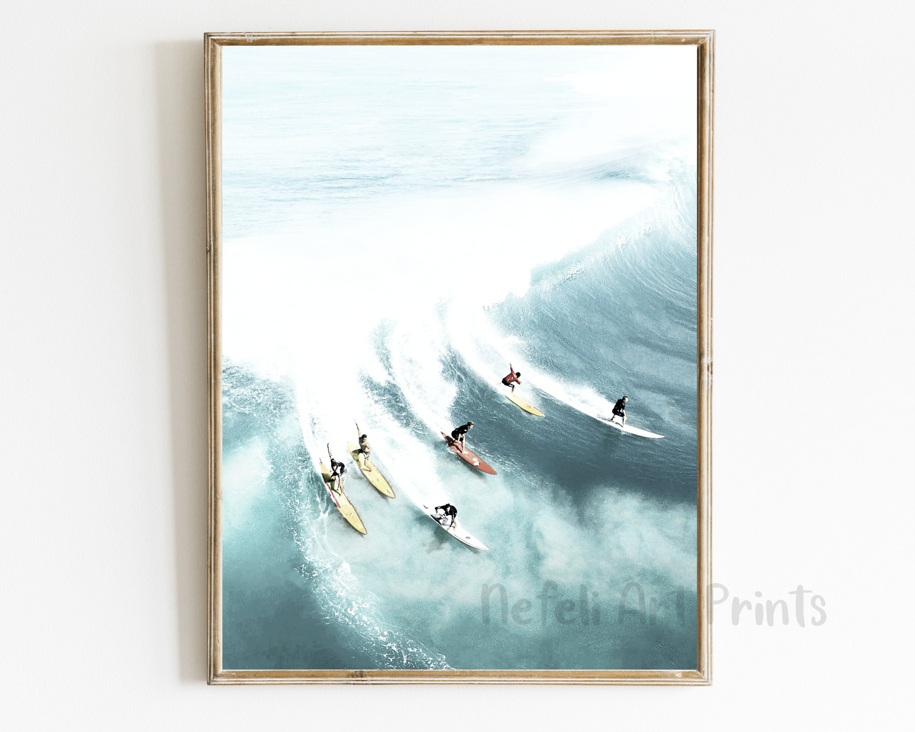 Set of 4 Surfing Prints, Surf Ocean Waves Photo Wall Art Printed and